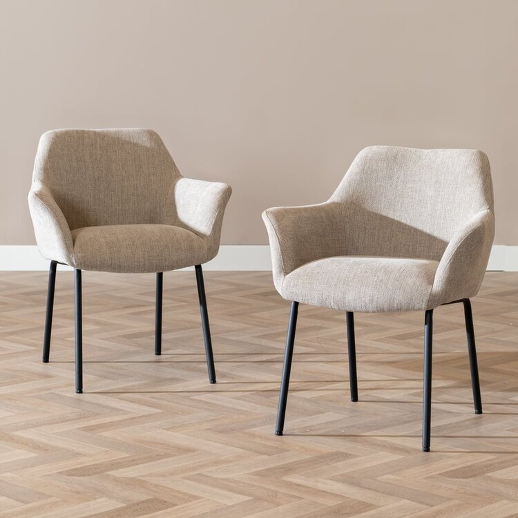 Chaise de salle à manger scandinave Sten taupe tissu recyclé