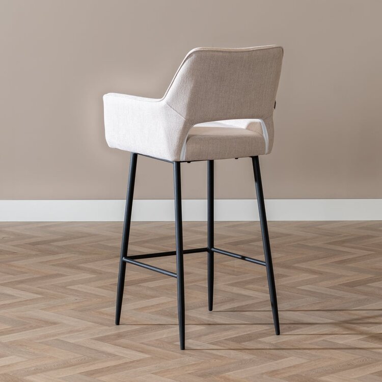Tabouret de bar scandinave Inga beige tissu recyclé 78 cm