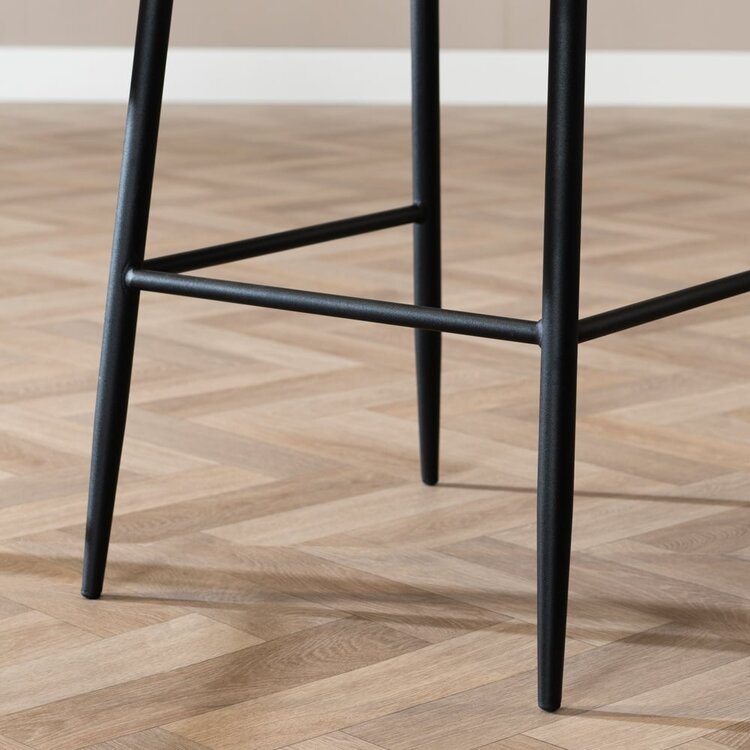 Tabouret de bar scandinave Inga beige tissu recyclé 78 cm