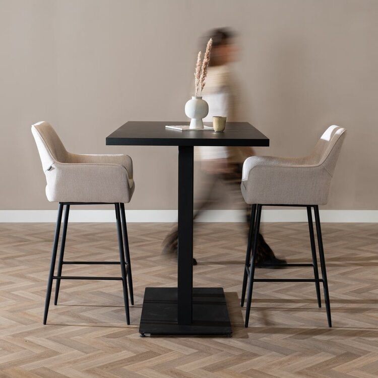 Tabouret de bar scandinave Inga beige tissu recyclé 78 cm