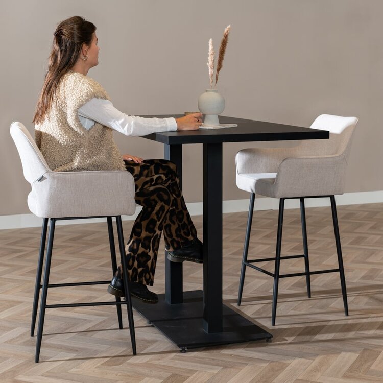 Tabouret de bar scandinave Inga beige tissu recyclé 78 cm