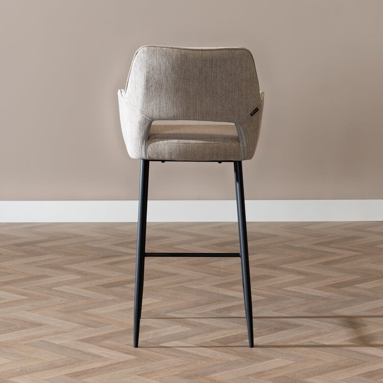 Tabouret de bar scandinave Inga taupe tissu recyclé 78 cm