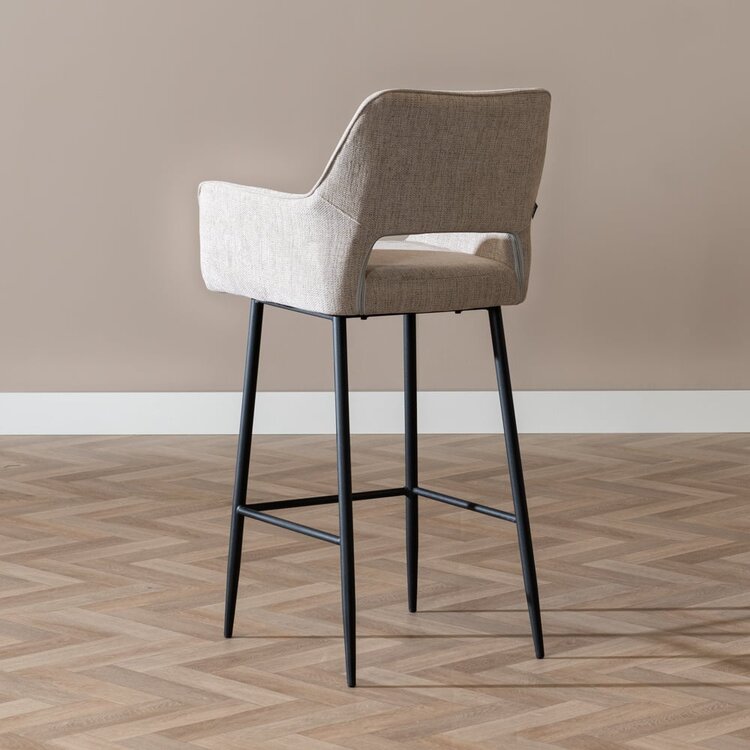 Tabouret de bar scandinave Inga taupe tissu recyclé 78 cm