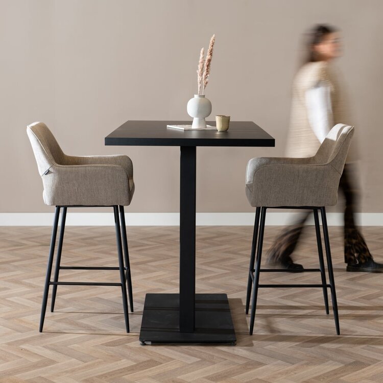 Tabouret de bar scandinave Inga taupe tissu recyclé 78 cm