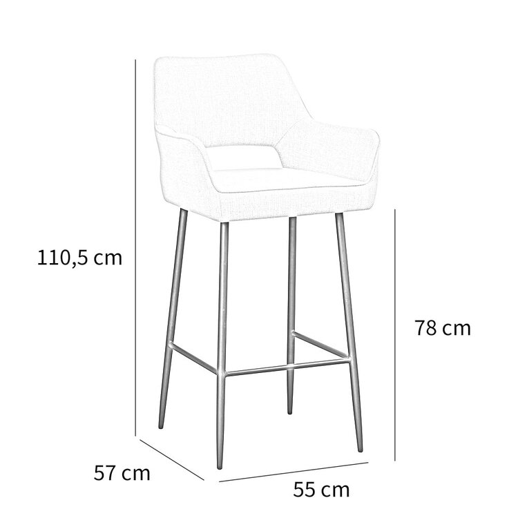 Tabouret de bar scandinave Inga taupe tissu recyclé 78 cm