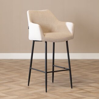 Tabouret de bar scandinave Niklas beige tissu recyclé 78 cm