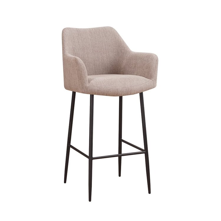 Tabouret de bar scandinave Niklas taupe tissu recyclé 78 cm