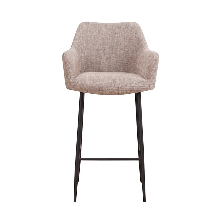 Tabouret de bar scandinave Niklas taupe tissu recyclé 78 cm