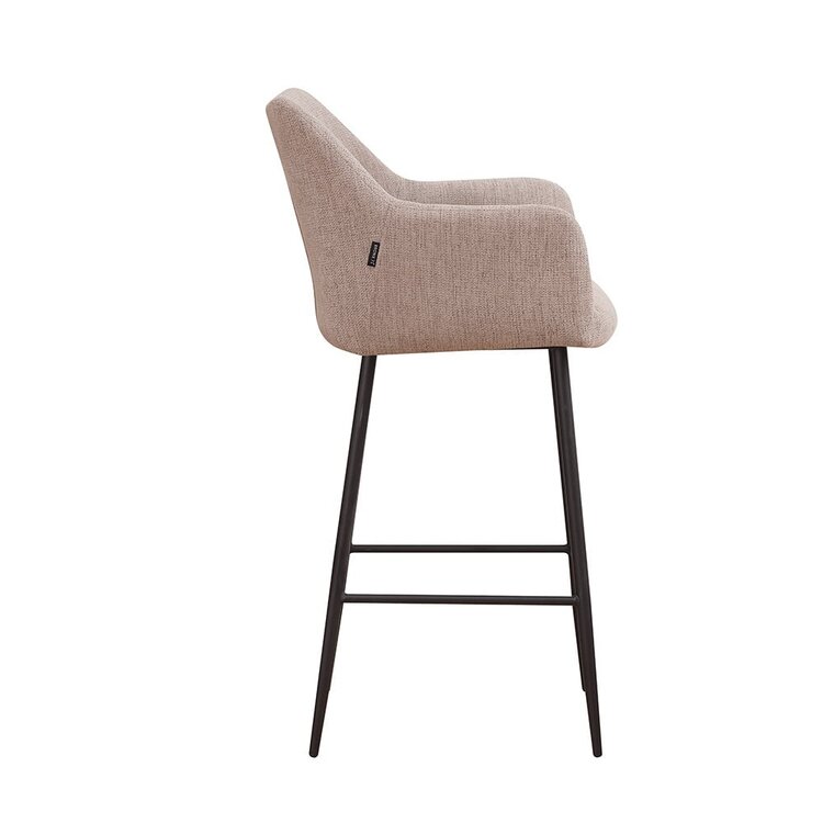 Tabouret de bar scandinave Niklas taupe tissu recyclé 78 cm