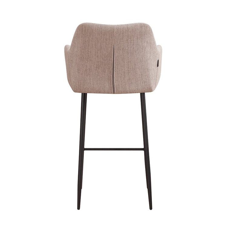 Tabouret de bar scandinave Niklas taupe tissu recyclé 78 cm