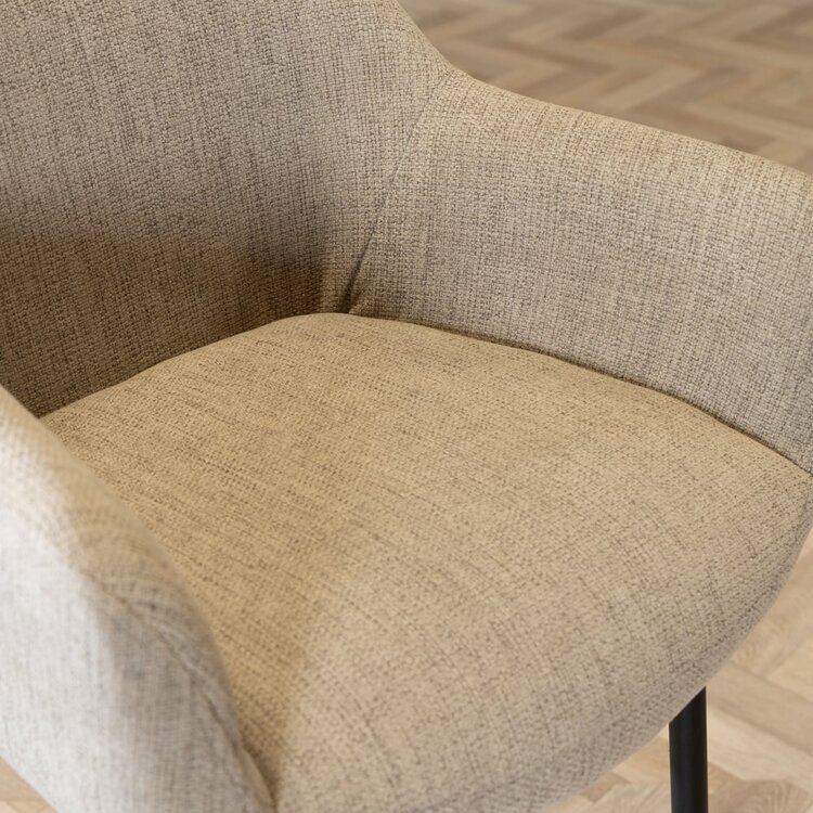 Tabouret de bar scandinave Niklas taupe tissu recyclé 78 cm