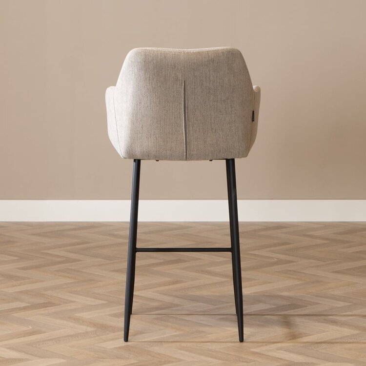 Tabouret de bar scandinave Niklas taupe tissu recyclé 78 cm