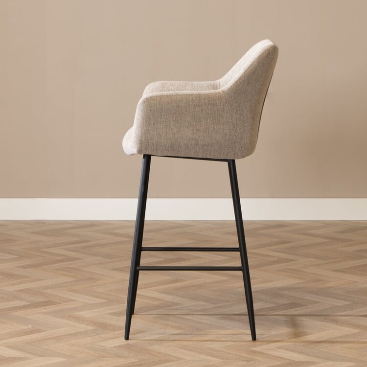 Tabouret de bar scandinave Niklas taupe tissu recyclé 78 cm
