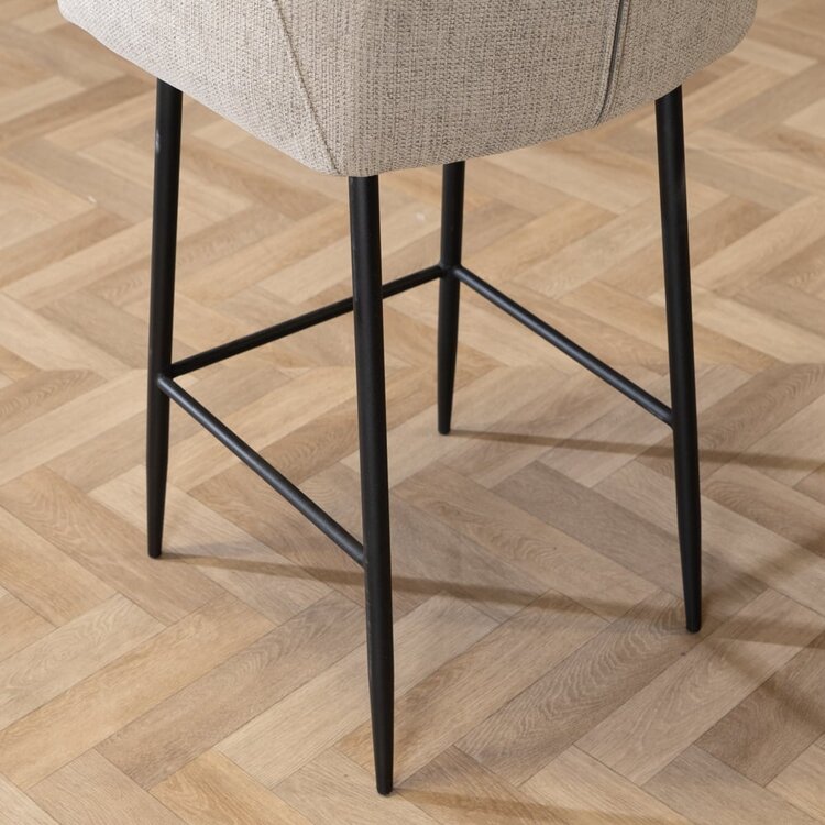 Tabouret de bar scandinave Niklas taupe tissu recyclé 78 cm