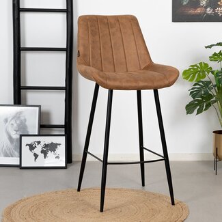 Tabouret de bar industriel Brooke cognac 74 cm