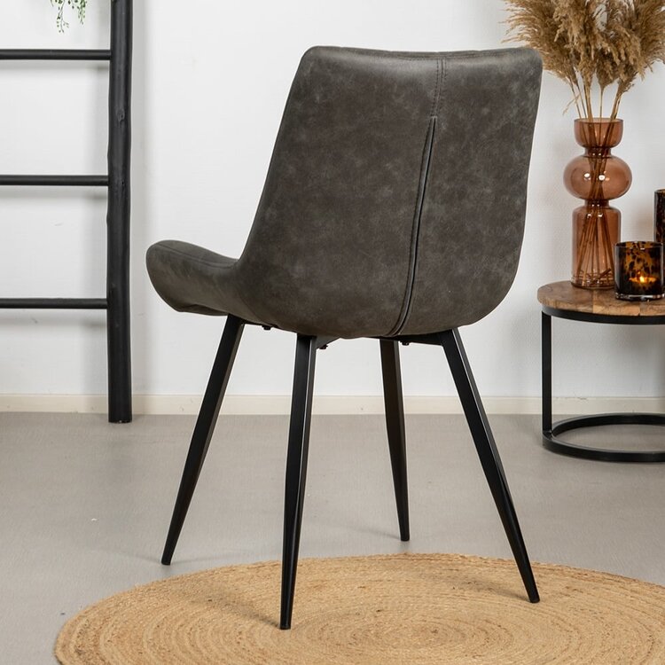 Chaise de salle à manger industrielle Brooke anthracite