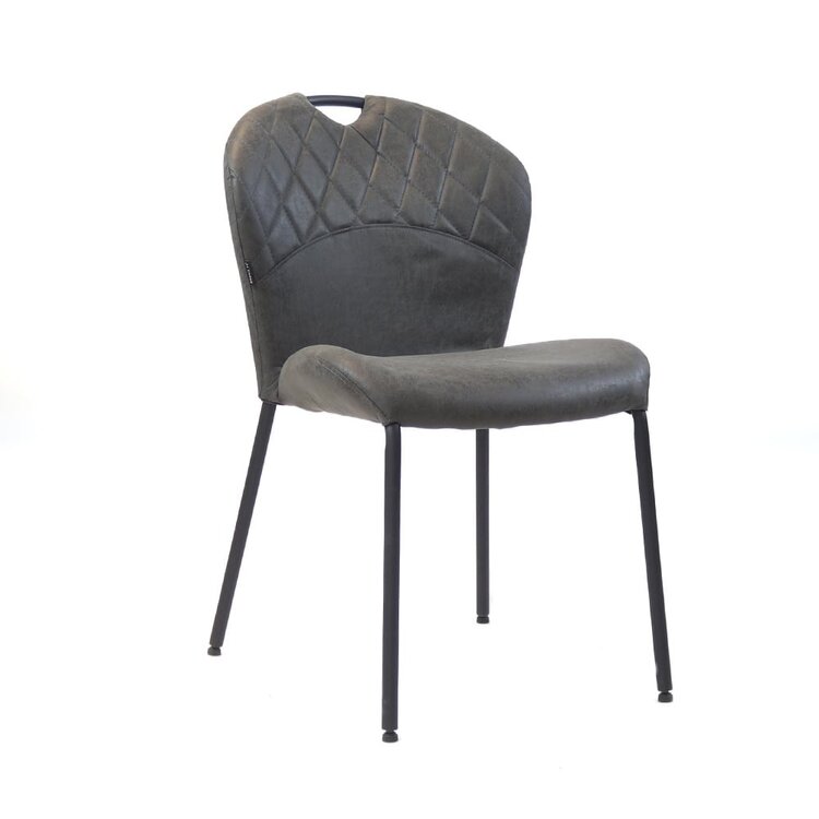 Chaise de salle à manger empilable Fay en eco-cuir anthracite