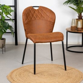 Chaise de salle à manger empilable Fay en eco-cuir cognac