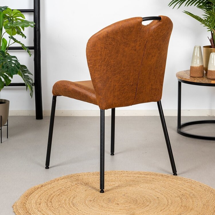 Chaise de salle à manger empilable Fay en eco-cuir cognac
