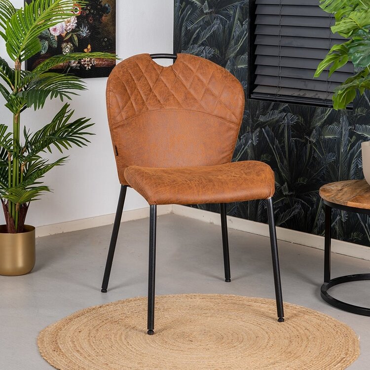 Chaise de salle à manger empilable Fay en eco-cuir cognac