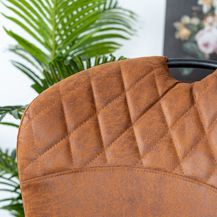 Chaise de salle à manger empilable Fay en eco-cuir cognac