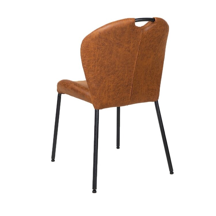 Chaise de salle à manger empilable Fay en eco-cuir cognac