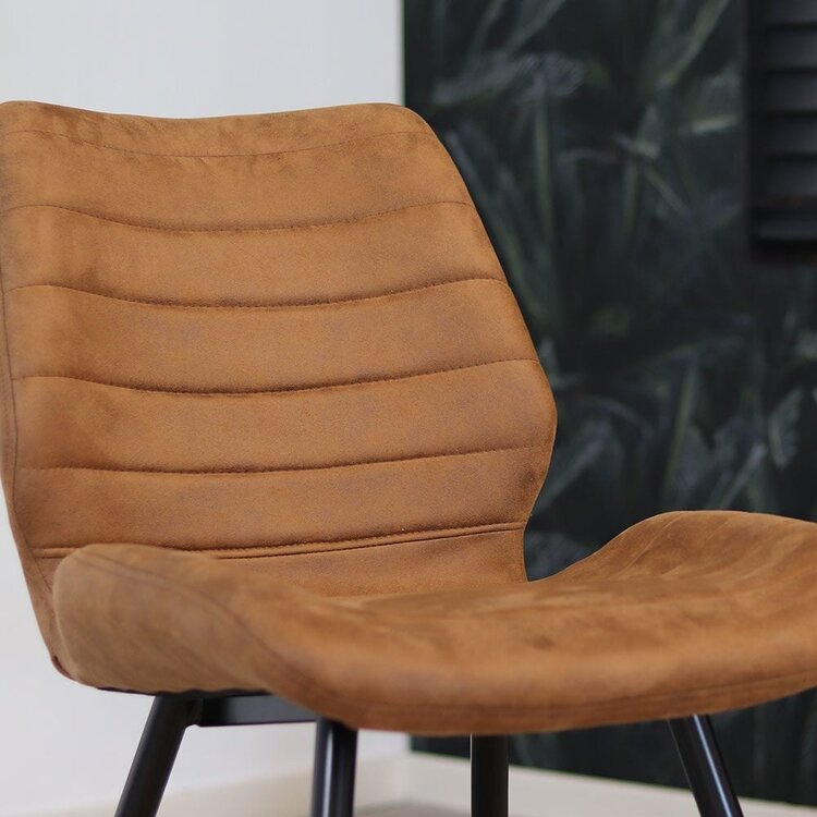 Chaise de salle à manger industrielle Morris cognac