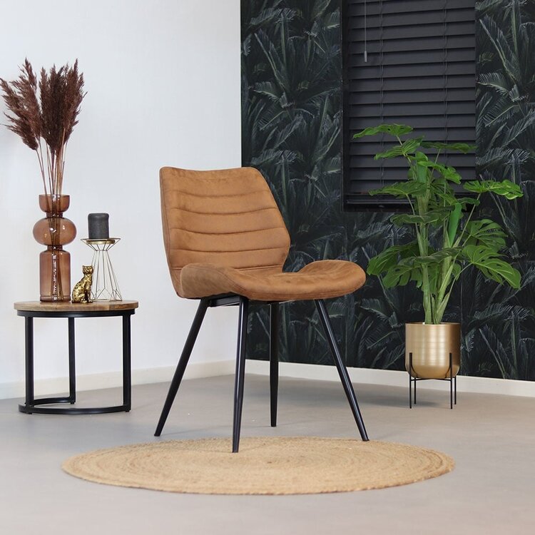 Chaise de salle à manger industrielle Morris cognac