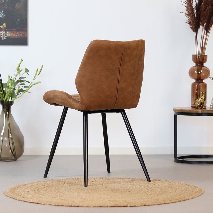 Chaise de salle à manger industrielle Morris cognac