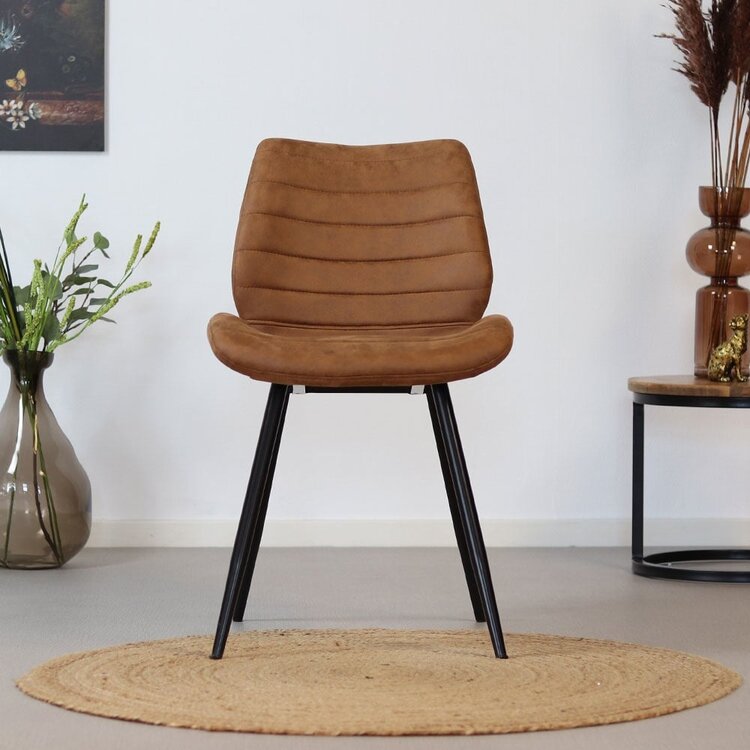 Chaise de salle à manger industrielle Morris cognac