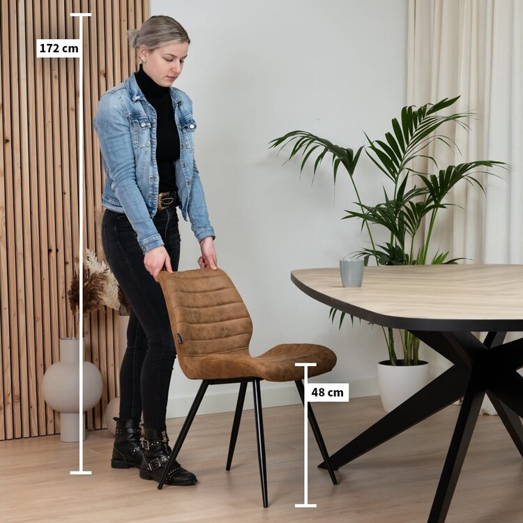 Chaise de salle à manger industrielle Morris cognac