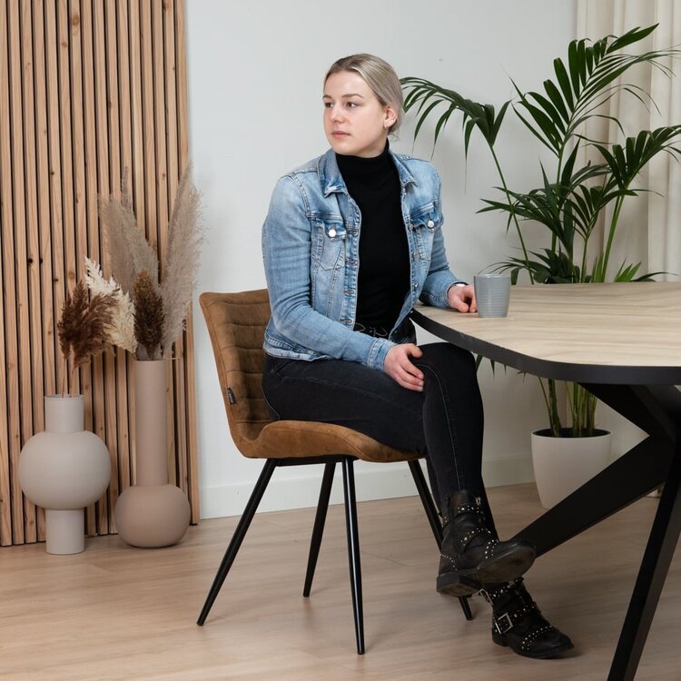 Chaise de salle à manger industrielle Morris cognac