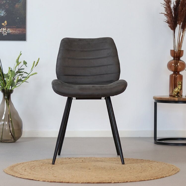 Chaise de salle à manger industrielle Morris anthracite