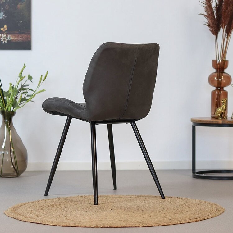 Chaise de salle à manger industrielle Morris anthracite