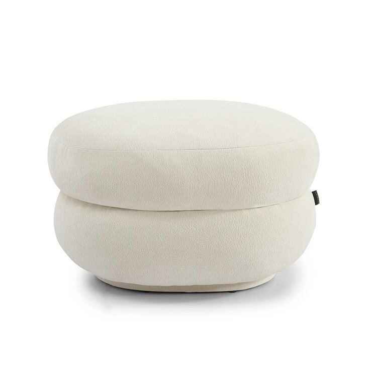 Pouf scandinave Mia chenille blanc cassé
