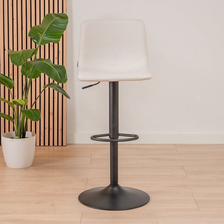 Tabouret de bar scandinave Eva pivotant en tissu recyclé beige 60-76 cm