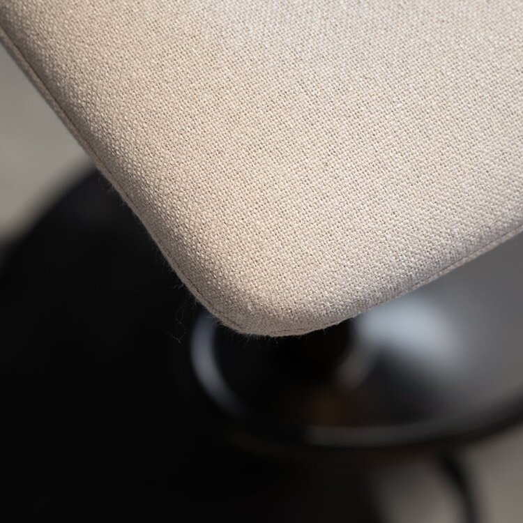 Tabouret de bar scandinave Eva pivotant en tissu recyclé beige 60-76 cm