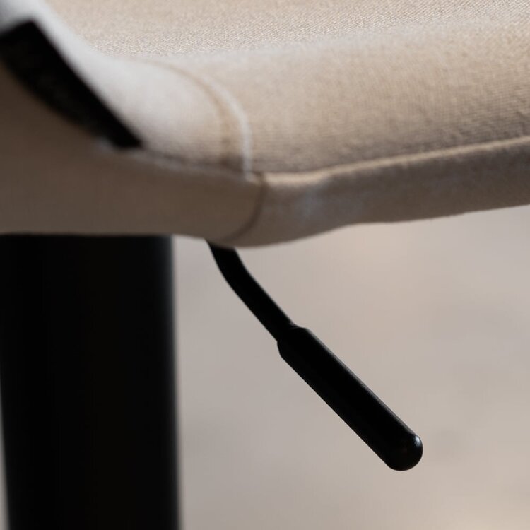 Tabouret de bar scandinave Eva pivotant en tissu recyclé beige 60-76 cm