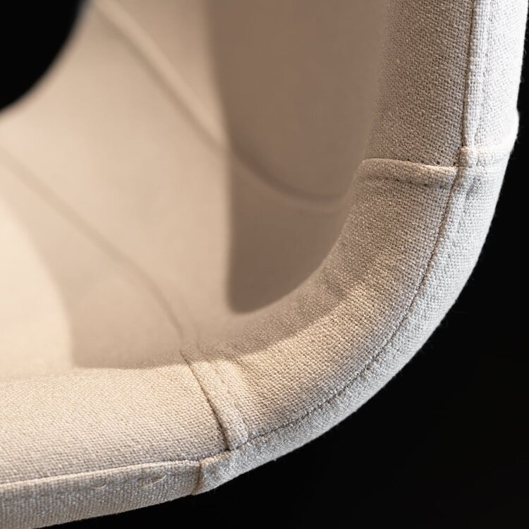 Tabouret de bar scandinave Eva pivotant en tissu recyclé beige 60-76 cm