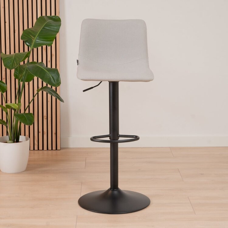 Tabouret de bar scandinave Eva pivotant en tissu recyclé gris 60-76 cm