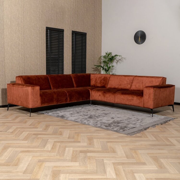 Canapé d'angle en velours Vegas cuivre gauche/droit