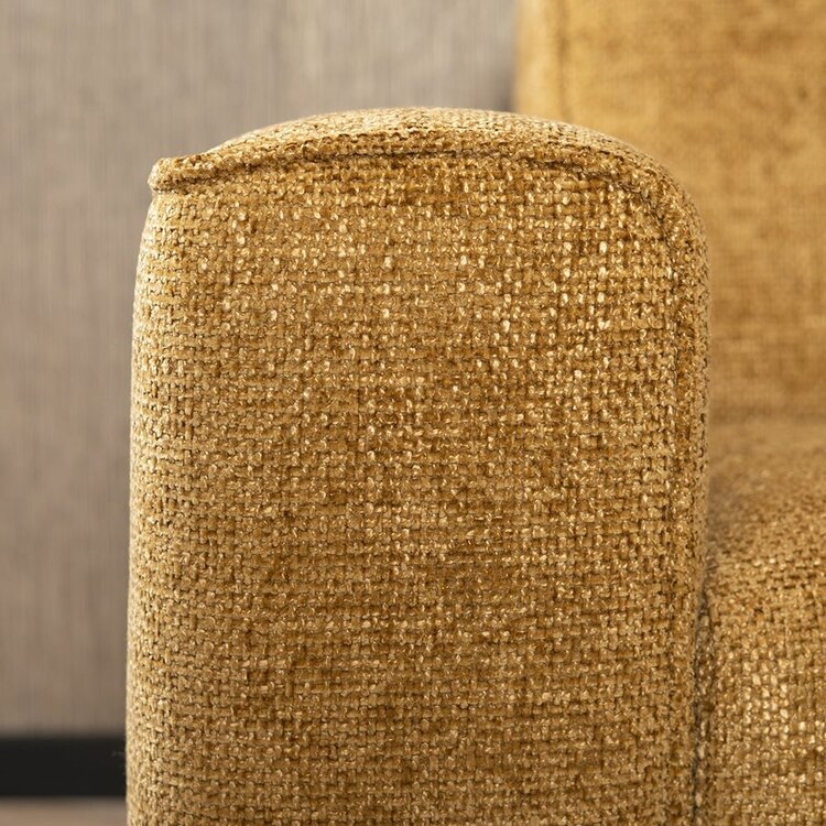 Canapé d'angle Vegas jaune moutarde / cognac tissu chenille