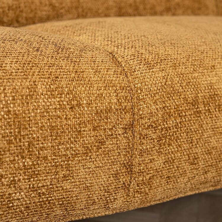 Canapé d'angle Vegas jaune moutarde / cognac tissu chenille