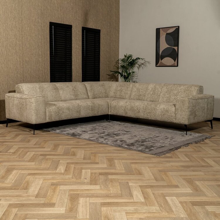 Canapé d'angle Vegas taupe tissu chenille gauche/droit