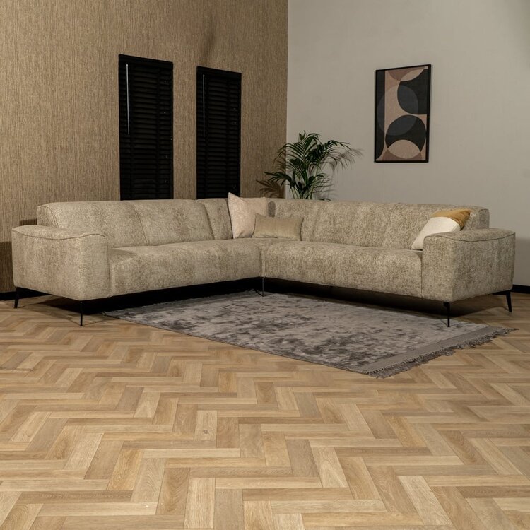 Canapé d'angle Vegas taupe tissu chenille gauche/droit