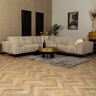 Canapé d'angle Vegas taupe tissu chenille gauche/droit