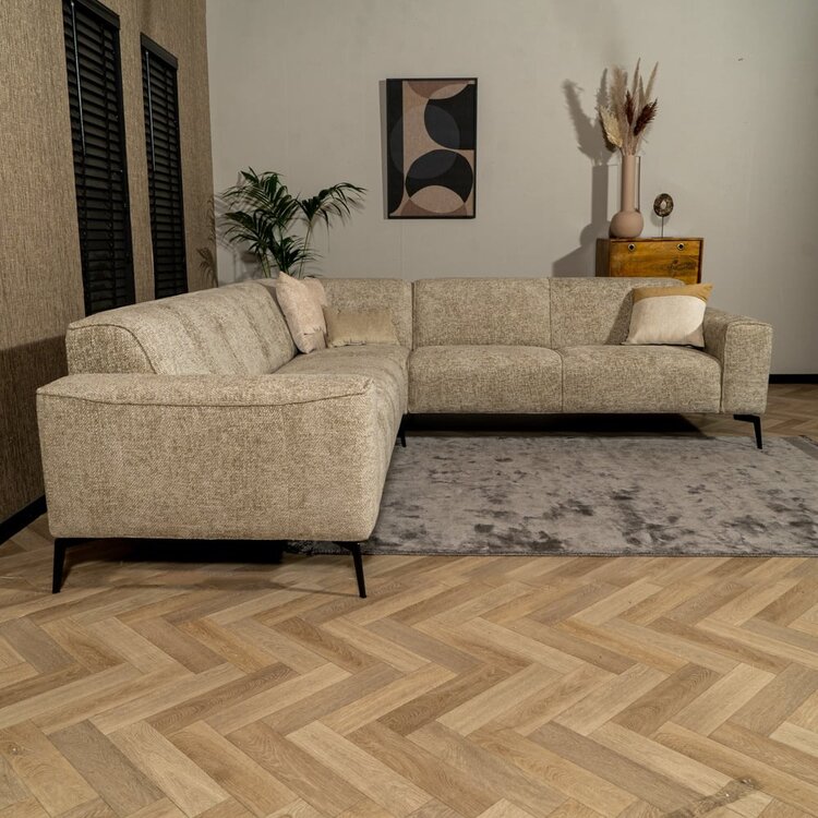 Canapé d'angle Vegas taupe tissu chenille gauche/droit