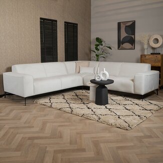 Canapé d'angle scandinave Vegas blanc tissu chiné gauche/droit
