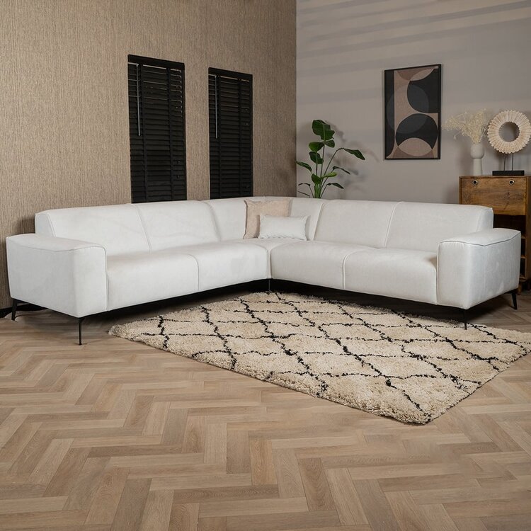 Canapé d'angle scandinave Vegas blanc tissu chiné gauche/droit