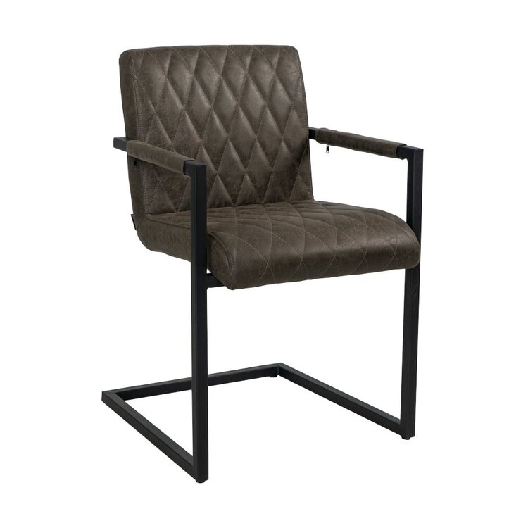 Chaise de salle à manger industrielle éco-cuir Diamond anthracite
